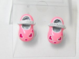 E4PK CUTE PINKSHOES STUB EARRINGS ONE PAIRS
