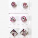 E224 *3 PAIRS* MAGNETIC RHINESTONE EARRINGS *No pierced!
