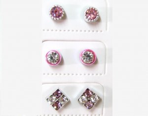 E224 *3 PAIRS* MAGNETIC RHINESTONE EARRINGS *No pierced!