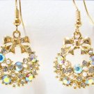 E807 SPARKLY RHINESTONE GOLDEN HOOK EARRINGS 3.2cm