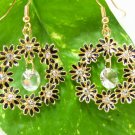 E811 CHARMING RHINESTONE GOLDEN HOOK EARRINGS 4.4cm