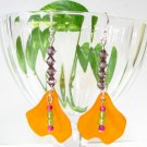 E1009 Impression of Flower-  Yellow Tulip Floral Earrings 7cm