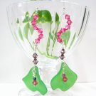 E1013 Impression of Flower-Malus Halliana Floral Earrings 8.5cm