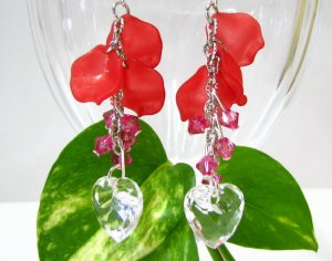 E1015 Impression of Flower-Love of Romance Earrings 7cm