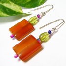 E1103 AGATE DANGLE SILVERLY HOOK EARRINGS 5cm