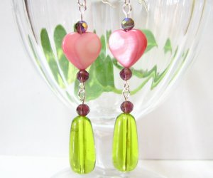 E1104 LOVE ROMANCE DANGLE HOOK EARRINGS 7cm