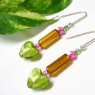 E1105 GLASS SILVERLY HOOK EARRINGS 5.5cm