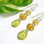 E1106 GLASS SILVERLY DANGLE HOOK EARRINGS 5.5cm