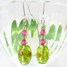 E1107 GLASS HANDMADE SILVERLY HOOK EARRINGS 5cm