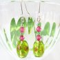 E1107 GLASS HANDMADE SILVERLY HOOK EARRINGS 5cm