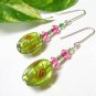 E1107 GLASS HANDMADE SILVERLY HOOK EARRINGS 5cm