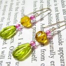 E1108 CHARMING GLASS DANGLE HOOK EARRINGS 5cm