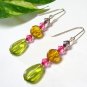 E1108 CHARMING GLASS DANGLE HOOK EARRINGS 5cm