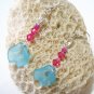E1018 Charming Blue Malus Halliana Dangle Heart Earrings 6cm