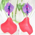 E1021 Unique Dangle Red Orchid Earrings 7cm
