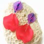 E1021 Unique Dangle Red Orchid Earrings 7cm