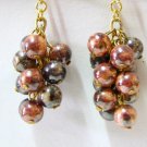 EA467 CLUSTER DANGLE LUCITE CLIP ON EARRINGS 1.5 in.