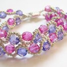B1303 Gorgeous Pink & Purple 2 Row Bracelet 19cm