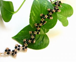 free shipping handmade jewelry B1309 Gorgeous Black & Golden Beads Bracelet 19.5cm