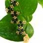 free shipping handmade jewelry B1309 Gorgeous Black & Golden Beads Bracelet 19.5cm