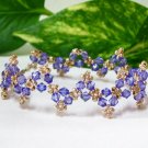 *free shipping Handmade jewelry B1310 Fantastic Purple & Golden Beads Bracelet 19.5cm