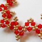 B1311 Hot Red & Golden Beads Charming Bracelet 19.5cm *free shipping* Handmade jewelry