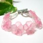 B1315 Pink Orchid Beautiful Floral Bracelet 18cm Handmade *free shipping*