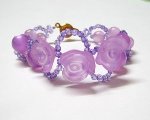 B1322 Purple Rose Charming Bracelet 19cm