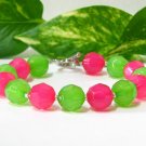 free shipping~ B1324 Fancy Pink & Green Beads Handcraft  Bracelet 21cm