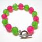 free shipping~ B1324 Fancy Pink & Green Beads Handcraft  Bracelet 21cm