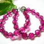 B1325 Fancy Pink two Row Charming Bracelet 19.5cm