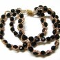 free shipping ~ B1326 Three Row Black & Golden Charming Bracelet 19cm Handcraft jewelry