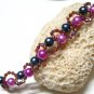 free shipping ~ B1327 Charming Handcraft jewelry Pink & Grey beads Bracelet 19cm