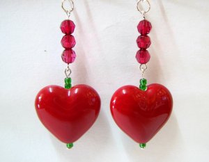 EA412 PORCELAIN HEART CLIP ON EARRING 3 inches