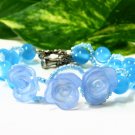 B1338 Blue Rose Charming Bracelet 19.5cm