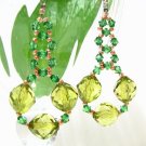 E1201 Gorgeous Dangle Green Clip On Earrings 6cm
