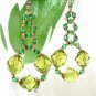E1201 Gorgeous Dangle Green Clip On Earrings 6cm