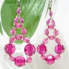 E1206 Fantastic Dangle Pink Clip On Earrings 6cm *free shipping*
