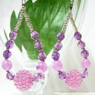E1211 Purple & Pink Charming Clip On Earrings 7.5cm