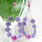 E1225 Charming Blue Shell Shape Clip On Earrings 7cm