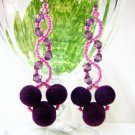 E1231 Beautiful Purple Dangle Clip On Earrings 7cm