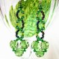 FREE SHIPPING ~E1239 Charming Green Dangle Clip On Earrings 7cm