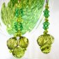 E1245 Olive Green Glamorous Clip On Earrings 7cm