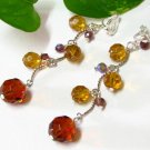 E1252 Gorgeous Dangle Glass Clip On Earrings 5cm