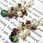 E1259 Glass & Pearl Dangle Clip On Earrings 4cm