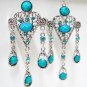 E304 EXOTIC RHINESTONE CLIP ON EARRINGS 10cm