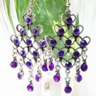 E314 EXOTIC RHINESTONE DANGLE CLIP ON EARRINGS 7cm