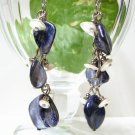 E320 Dark Blue Shell Clip On Earrings 2.5inches