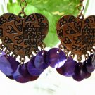 E329 Charming Purple Shell Clip On Earrings 2.5inches