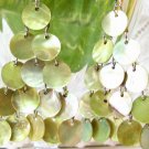 E337 GREEN SHELL TRIANGLE SHAPE CLIP ON EARRINGS 7cm